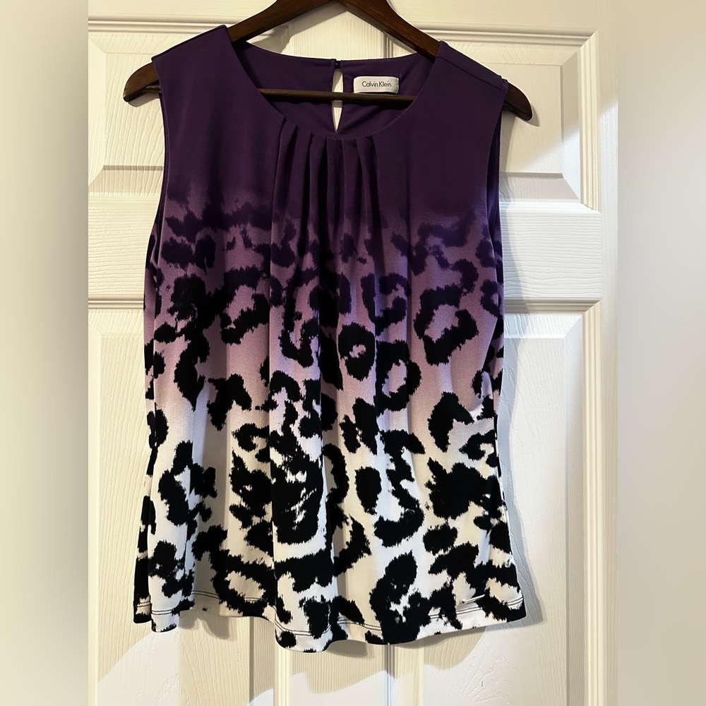 Calvin Klein Purple and Black Leopard Print Tank Top